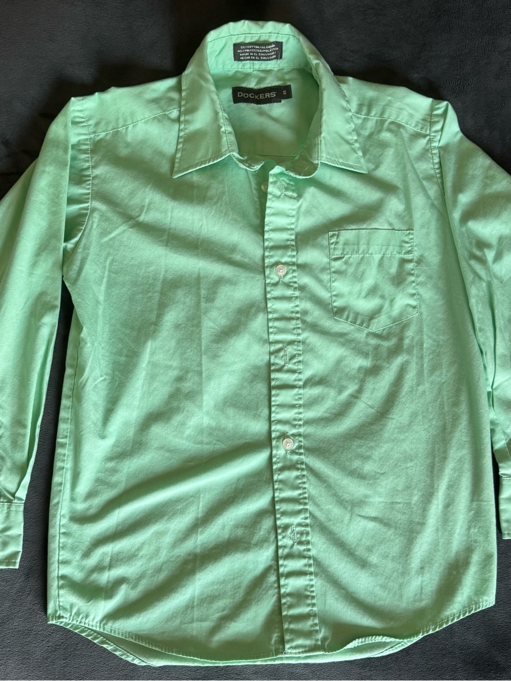 Dockers Light Mint Green Long Sleeve Button-Down Shirt